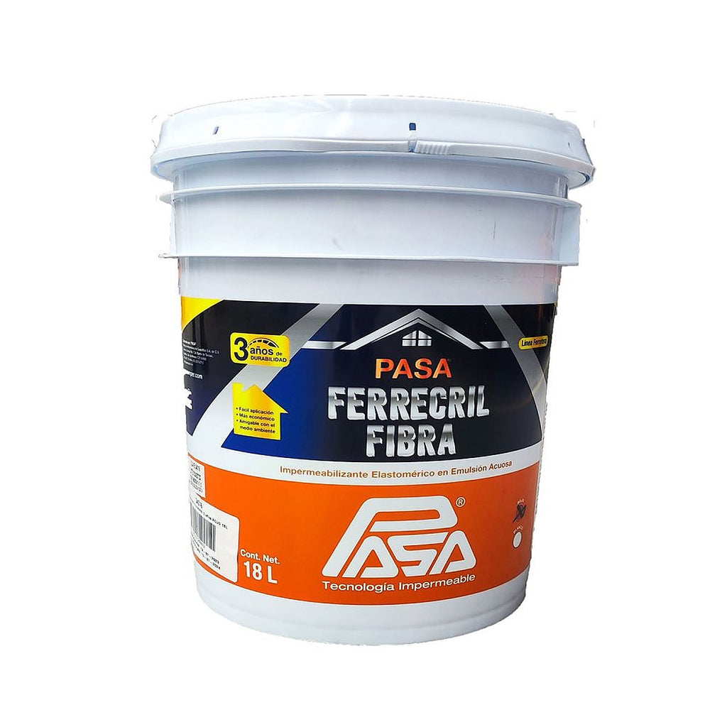 Impermeabilizante Acrílico Fibratado 3 Años 18 lt Blanco Pasa Ferrecril