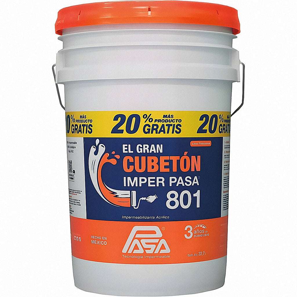 Impermeabilizante acrílico 3 años 22.7 L rojo (Imper Pasa 801)
