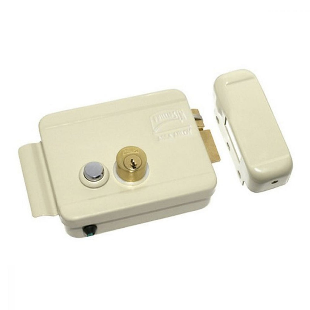 Cerradura de Sobreponer Der Eléctrica con Botón Beige
