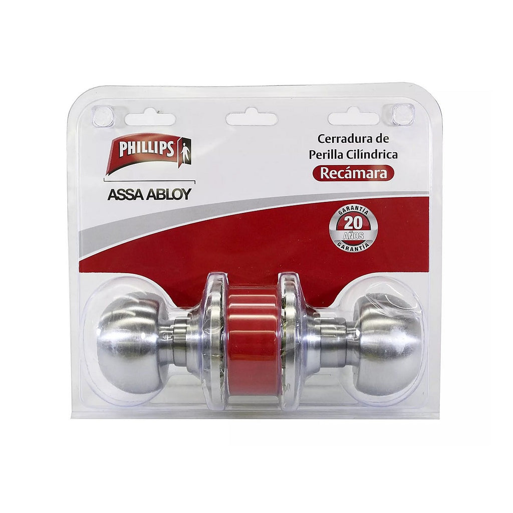 Cerradura Pomo Cilíndrico Recamara Cromo Mate Gamma para Doble - P7 52PDGAM26DXB