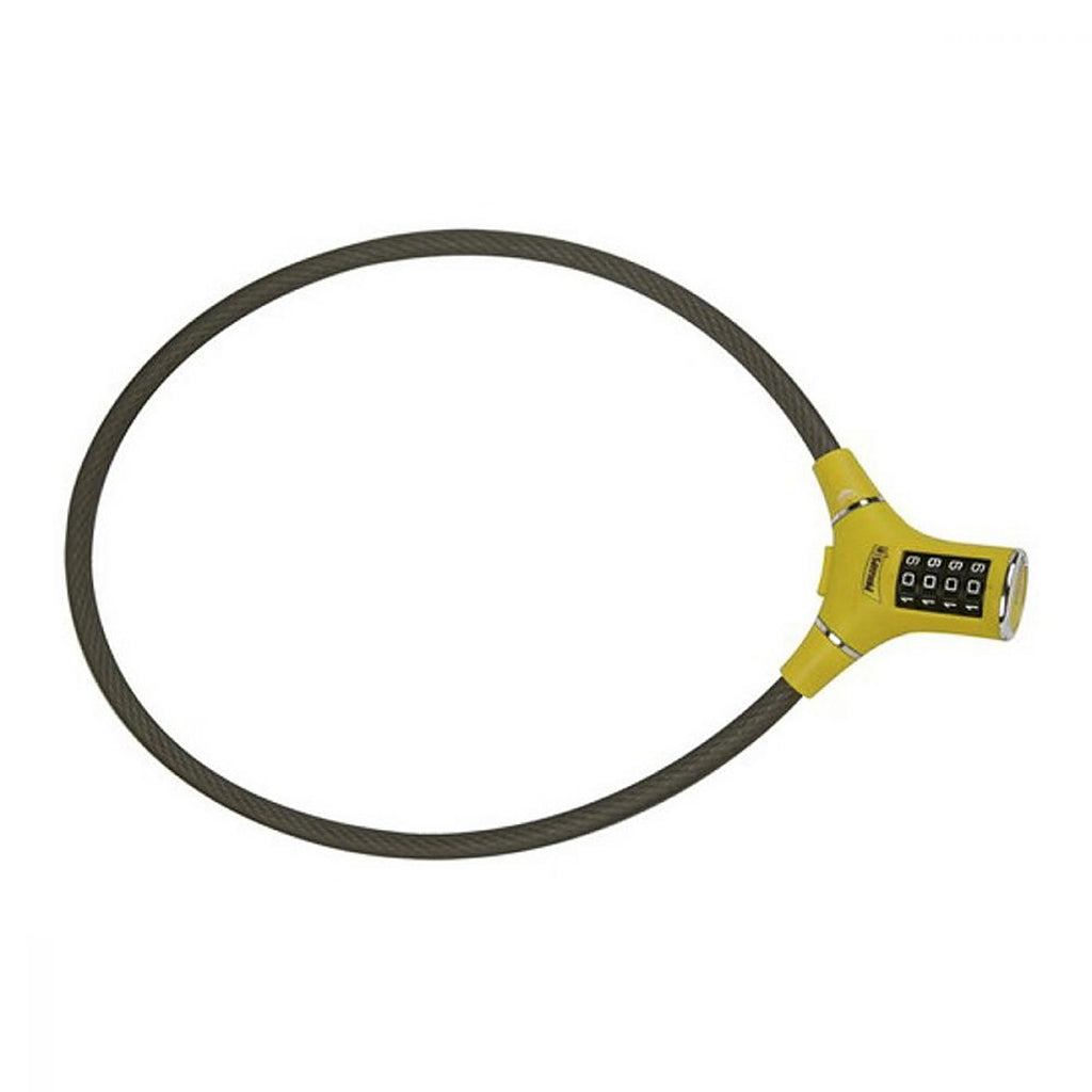 Cable Candado para Bicicleta o Moto Extra Largo de Combinación 4 Dígitos 1.20 mt Amarillo