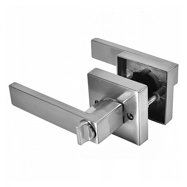 Cerradura Manija Tubular Baño Níquel Satinado Llave de Puntos Castelli