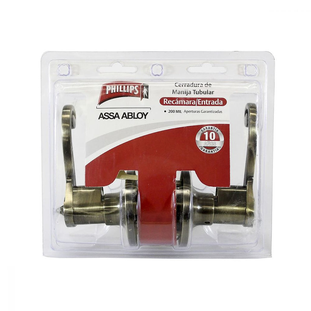 Cerradura Manija Tubular Recamara Latón Antiguo Saura para Doble