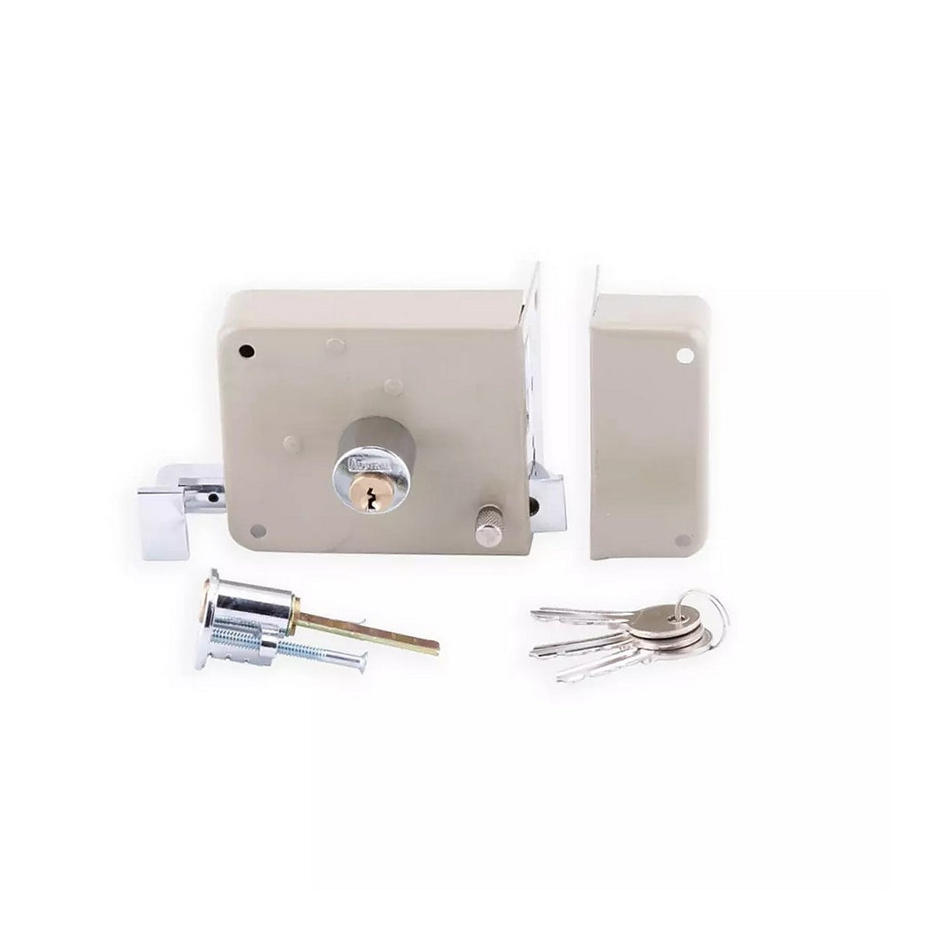 Cerradura de Sobreponer Der Beige Acero Latón con Doble Cilindro