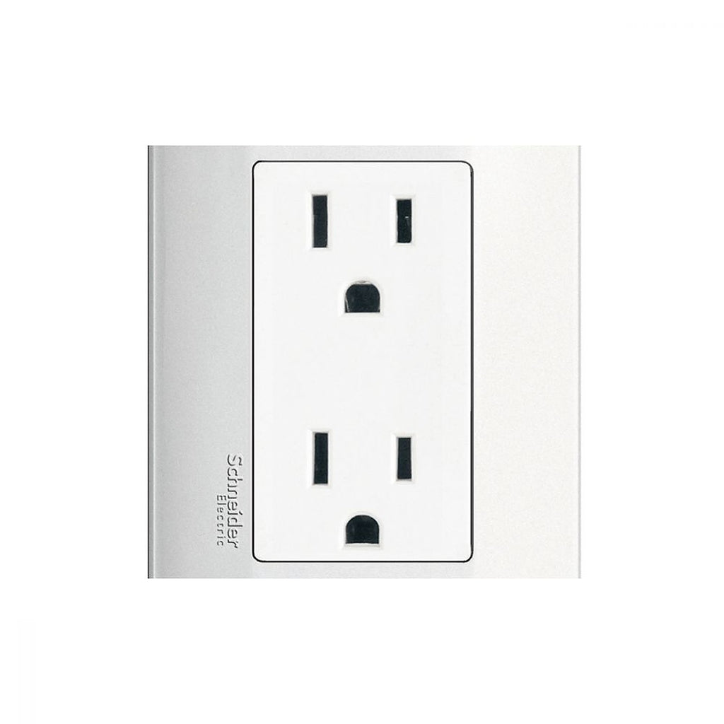 Contacto Eléctrico con Placa Polarizado Dúplex y Aterrizado 2p + T 15 a 127v Blanco