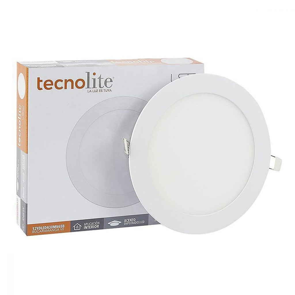 Lámpara Tipo Panel de Led de Empotrar Redonda 12w Luz de Dia 6500k 720lm 110-220v