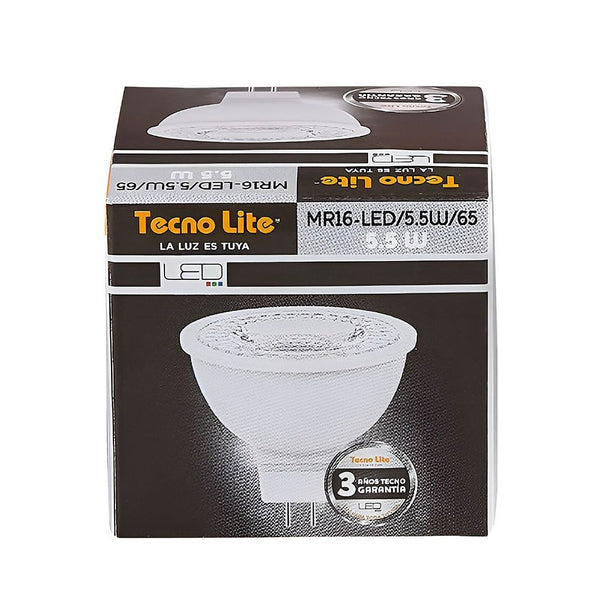 Foco Led Mr16 5.5w Luz Fría 6500k 350lm Base Gx5.3 100-240v - T2 LED55W65