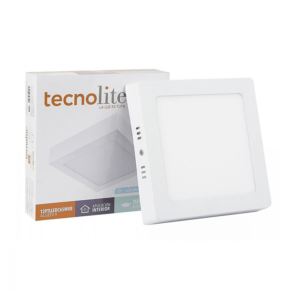 Lámpara Tipo Panel de Led de Sobreponer Cuadrada 12w Luz Blanca 6500 K 800 Lm 110-220v