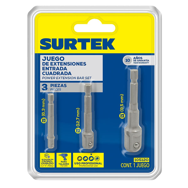 Juego de Puntas Adaptadoras para Dado Cuadro 1/4”-3/8”-1/2”