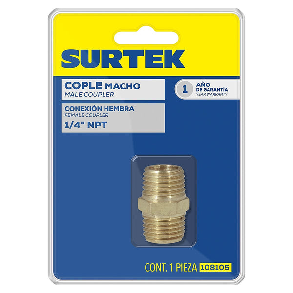 Niple 1/4” NPT Latón
