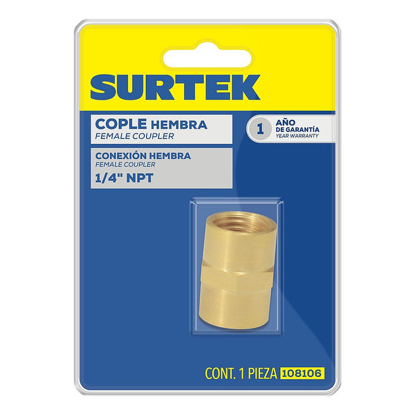 Cople 1/4” NPT Latón