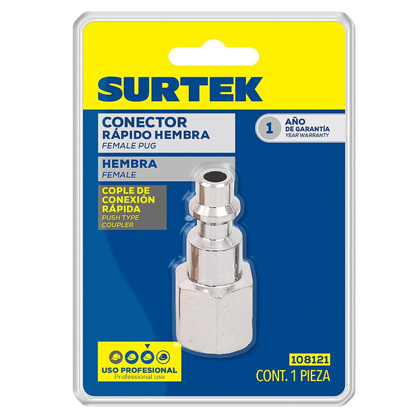 Cople para Manguera de Aire Hembra 1/4” Acero