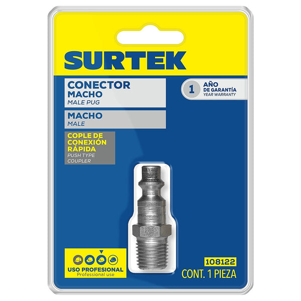 Cople para Manguera de Aire Macho 1/4” Acero