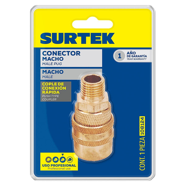 Cople para Manguera de Aire Macho 1/4” Latón - U1 108124