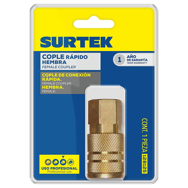 Cople para Manguera de Aire Hembra 1/4” Latón