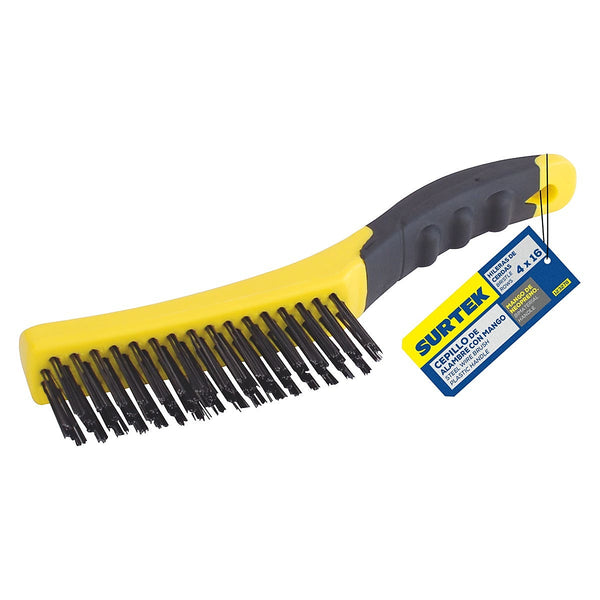 Cepillo de Alambre 2.8 cmx12 cmx3 cm 4x16 Hilera Acero al Carbón Mango Bimaterial