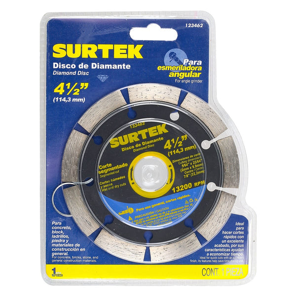 Disco de Diamante 4.1/2”x5/64”x7/8” Segmentado Usos Generales