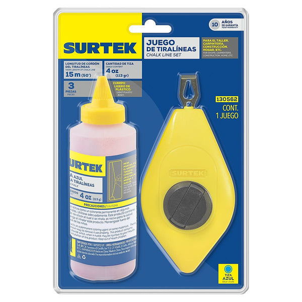 Tiralíneas Plástico 50 Ft y Tiza 4 Oz Azul