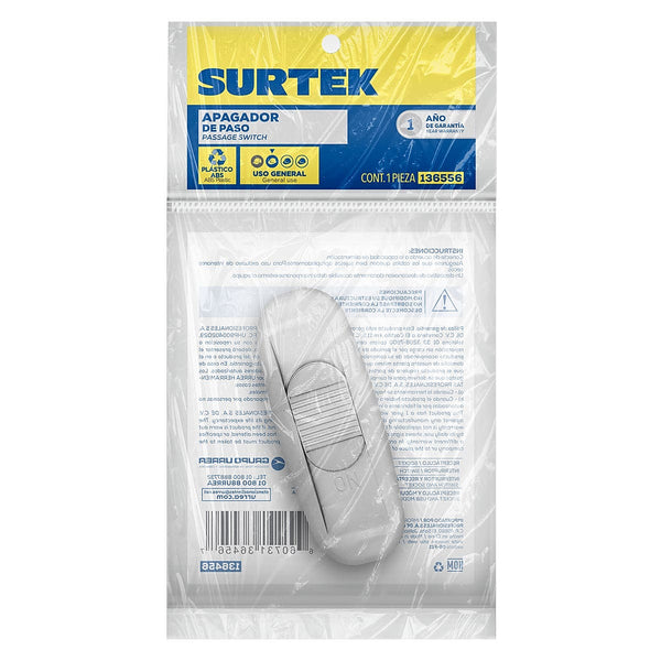 Apagador Eléctrico de Sobreponer de Paso Blanco