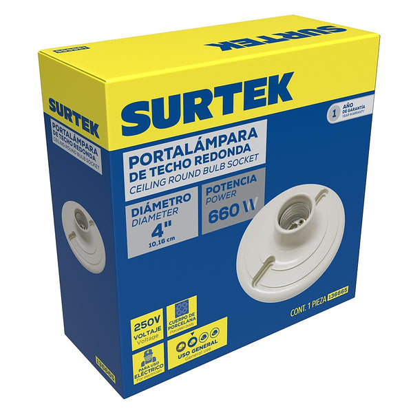 Porta Lámpara de Baquelita Techo Redonda 4”