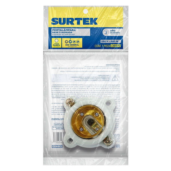 Porta Lámpara de Porcelana Base Cuadrada