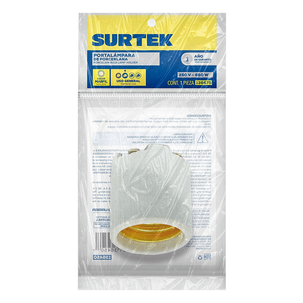 Porta Lámpara de Porcelana Sencillo Color Blanca