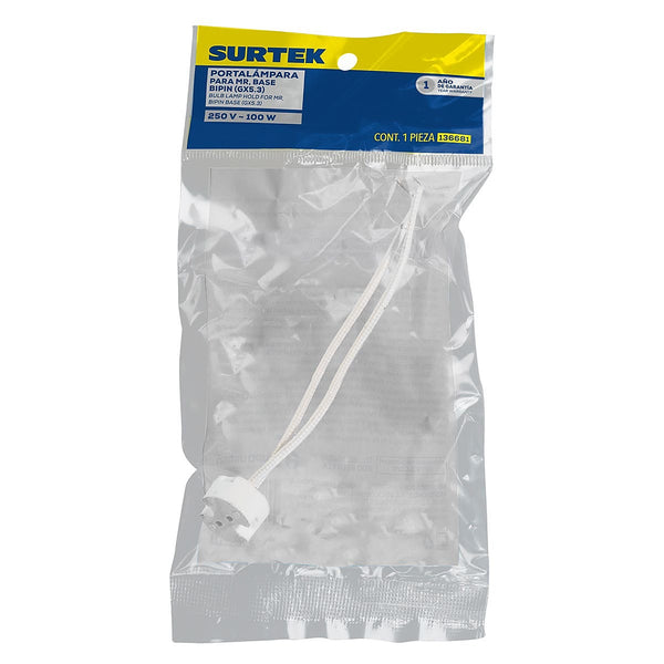 Porta Lámpara de Porcelana para MR Base Bipin Color Blanca