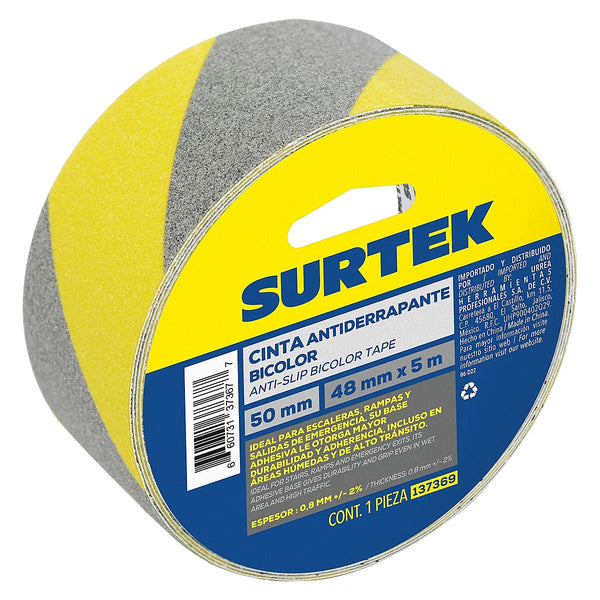 Cinta Antiderrapante Rollo 50 mm X 5 mt Negra Amarillo con Negro