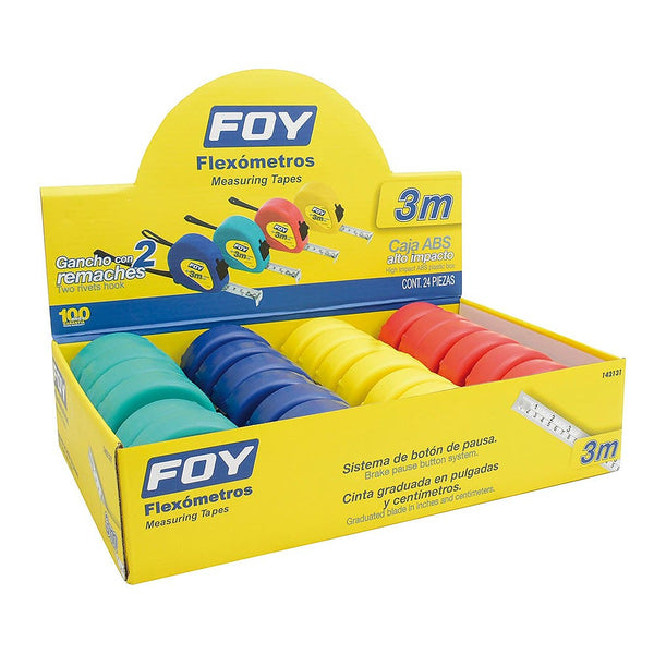 Flexómetro 3.0 mt X 19 mm Caja Alto Impacto Varios Colores