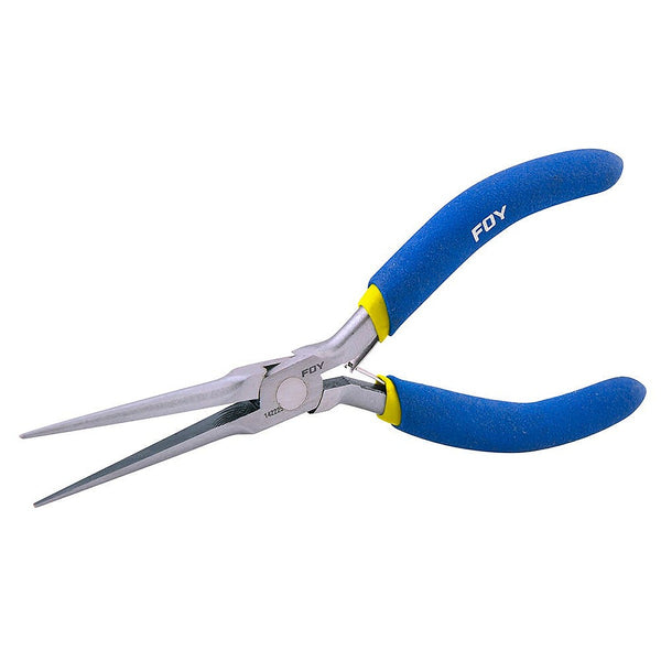 Pinza para Electrónica 5.7/8” Punta Tipo Aguja Recta Mordaza Lisa con resorte