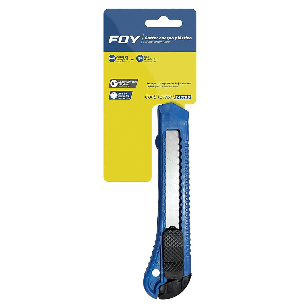 Cutter 6” Plástico Ergonómico Cuchilla Larga 8 Puntas