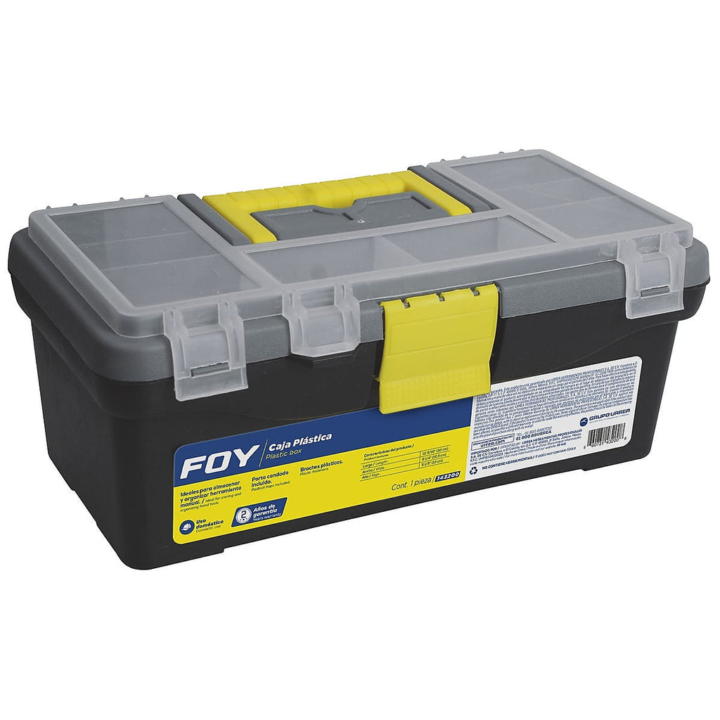 Caja para Herramienta 12 ” X6 ” Plástica Negra con Organizador