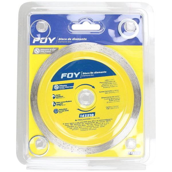 Disco de Diamante 4.1/2”x0.06”x7/8” Rin Continuo Usos Generales