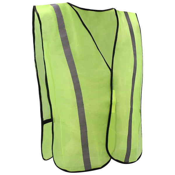 Chaleco Amarillo Cinta Reflejante Plateada Malla Ligera de Poliéster con Velcro Correas Elásticas