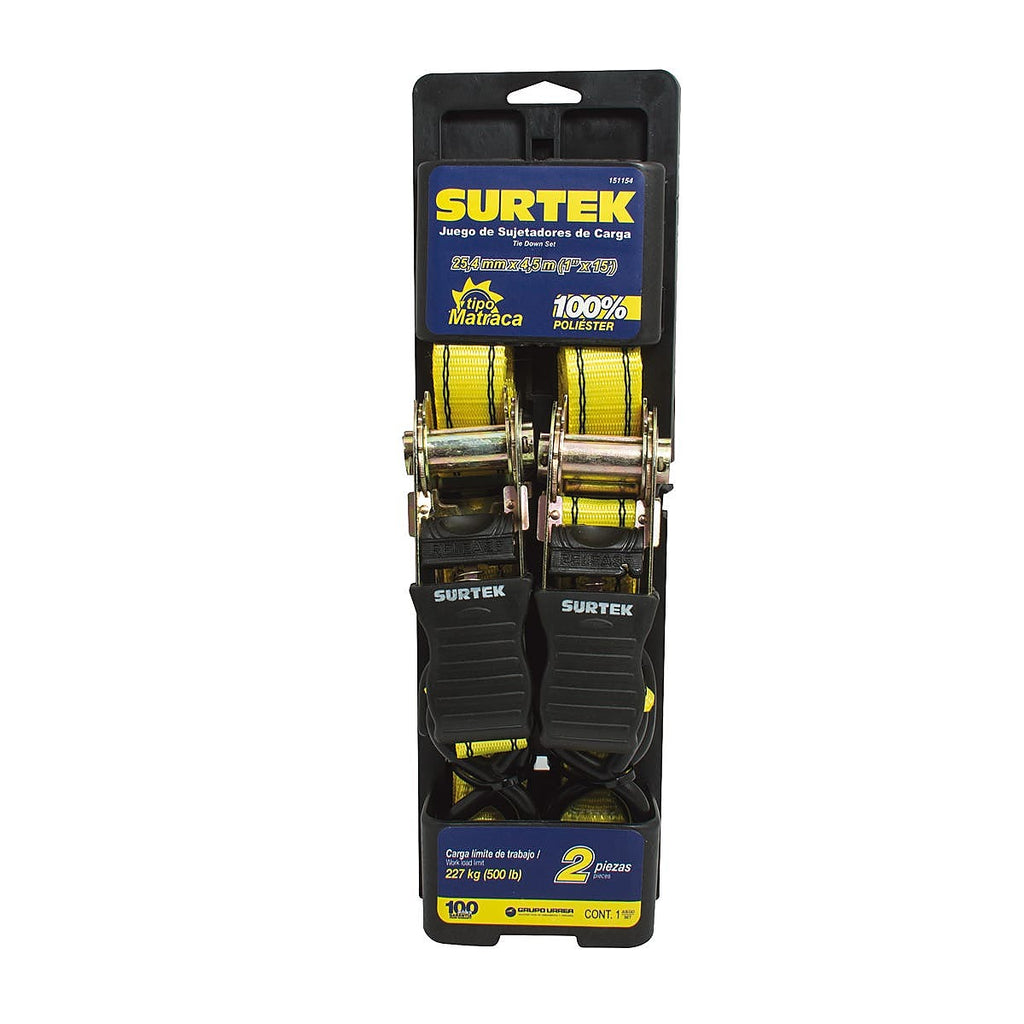 Juego de Sujetadores con Matraca 1”x15” Recubrimiento Plástico - U1 151154