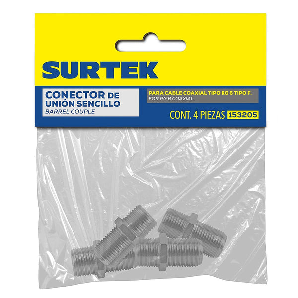 Conector de Unión Sencillo Coaxial Rg6