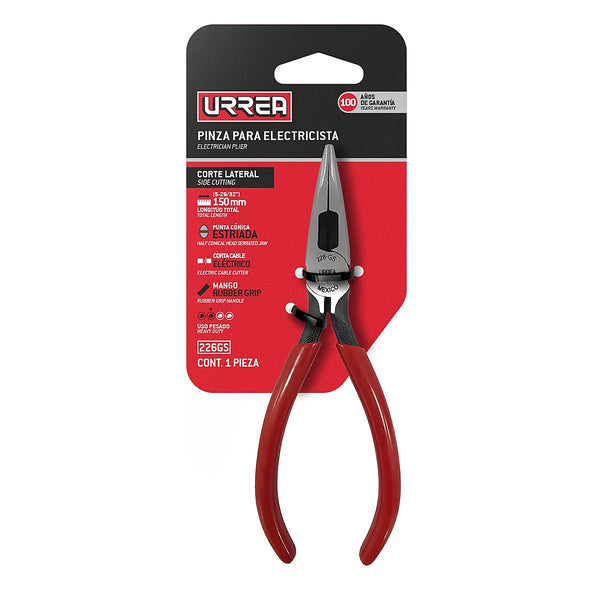 Pinza para Electricista 6.1/4” de Punta Cónica Corte Lateral