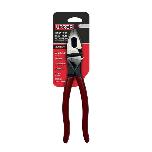 Pinza para Electricista 9.1/4” Universal Corte Lateral Alta Palanca Poncha Terminales - U1 259GHL