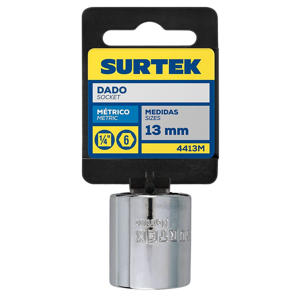 Dado Cuadro 1/4”x13 mm Corto 6 Puntas