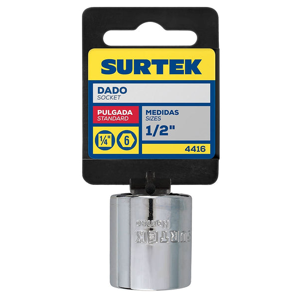 Dado Cuadro 1/4”x1/2” Corto 6 Puntas
