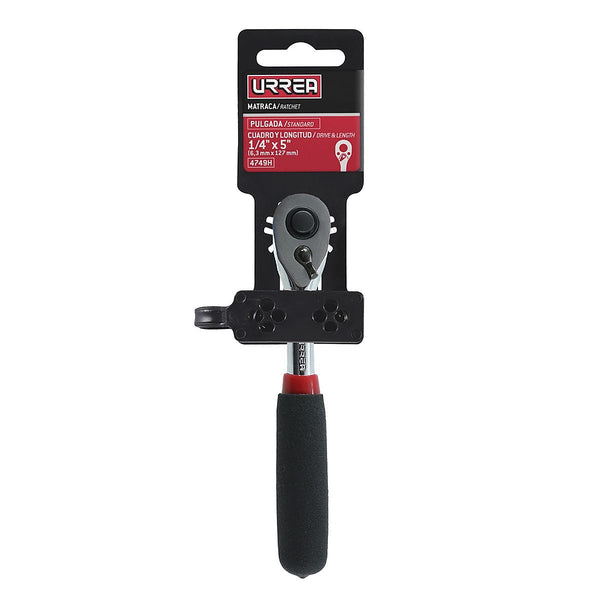 Matraca Reversible 1/4” Cabeza Pera 5” Mango Rubber Grip