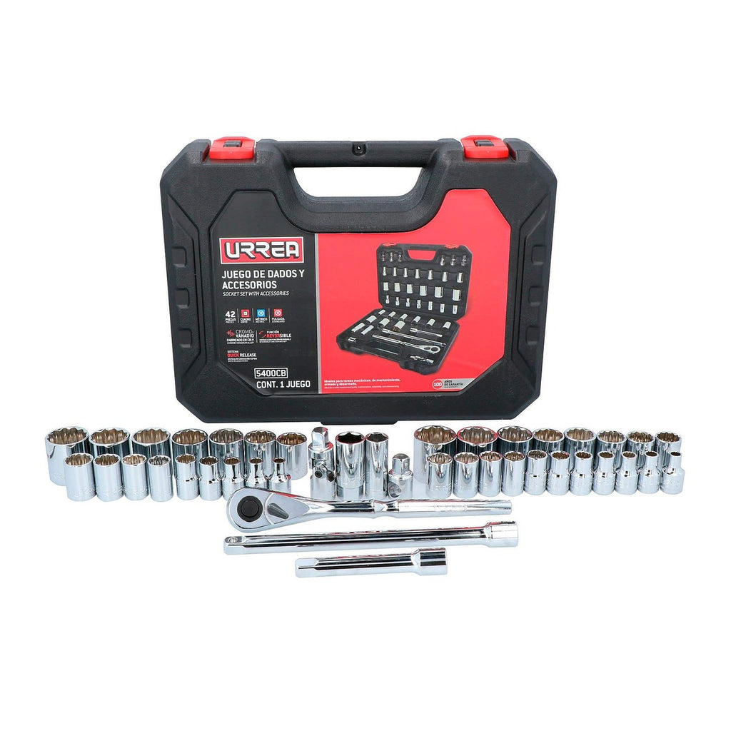 Juego de Dados y Accesorios Combinados 42 Pzas 1/2 Bm