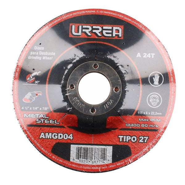 Disco T-27 4.1/2”x1/4”x7/8” para Desbaste de Metal