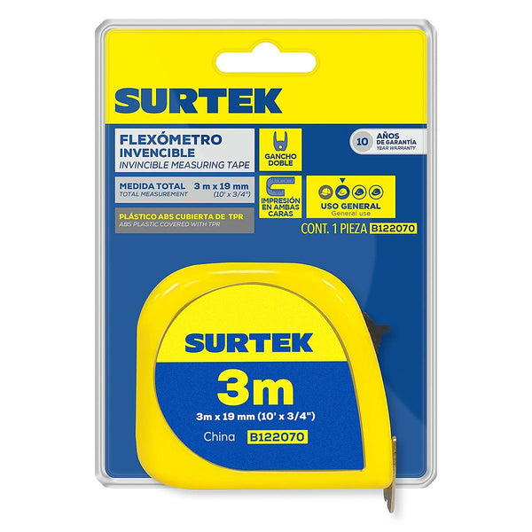 Flexómetro 3.0 mt X 19 mm Invencible Blíster