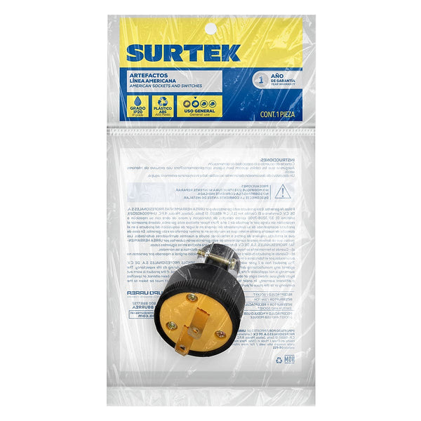 Clavija Reforzada Polarizada de Ab sin PVC 15a