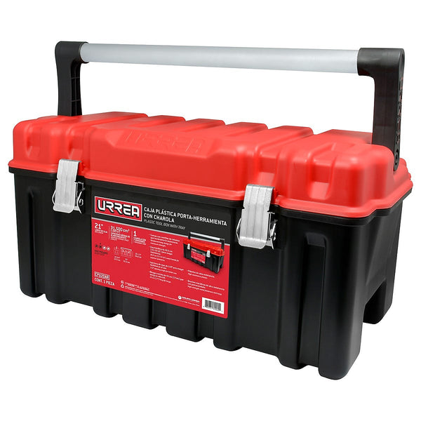 Caja para Herramientas Plástica C Broches Metálicos y Charola 20”x10.3/8”x10.1/2” Uso Pesado Roja