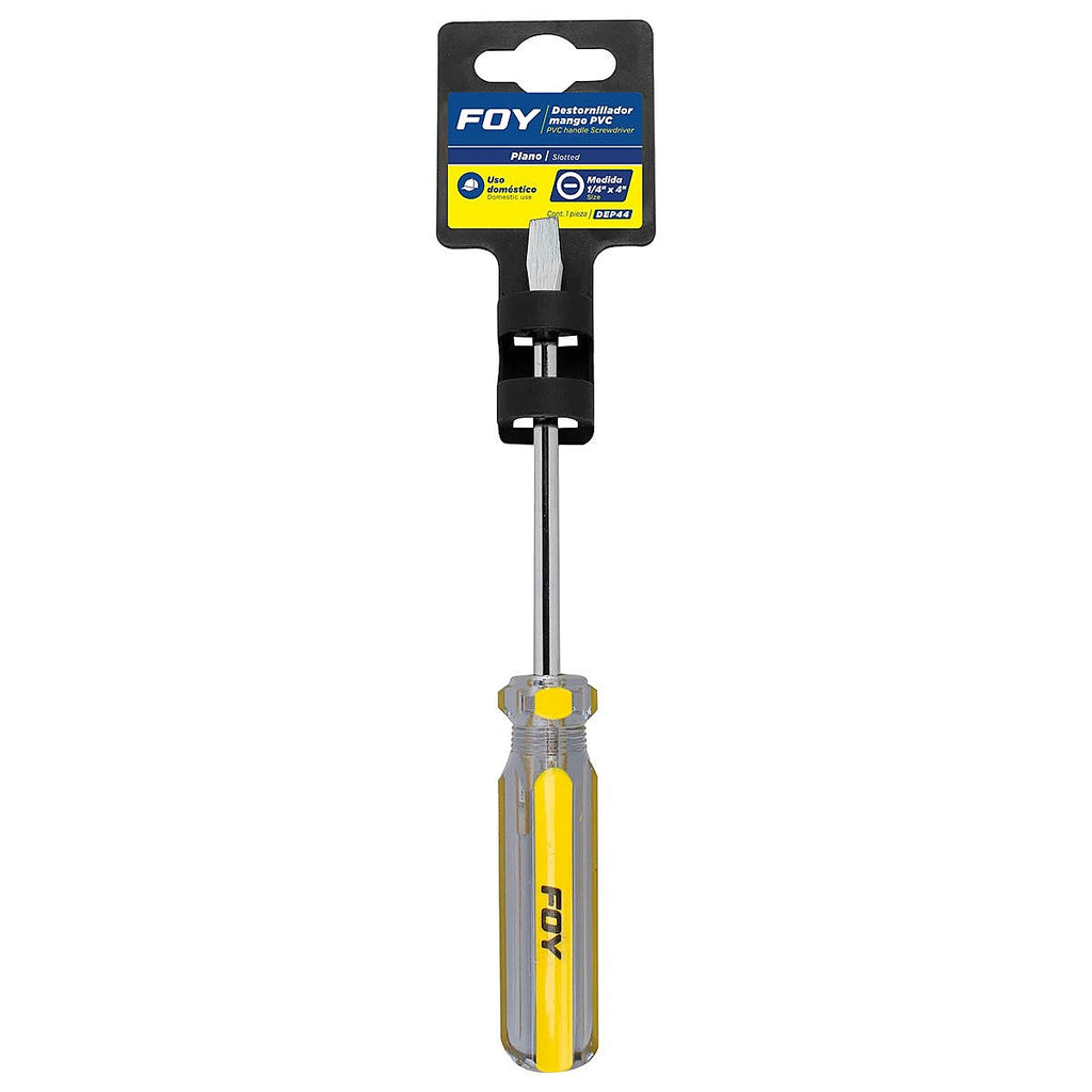 Desarmador Plano 1/4”x4” de PVC Amarillo/transparente