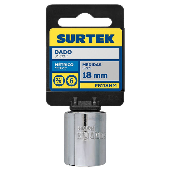 Dado Cuadro 3/8”x18 mm Corto 6 Puntas