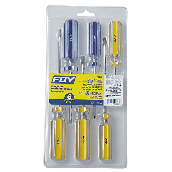 Juego Desarmadores Combinados de PVC Transparente Plano y Phillips