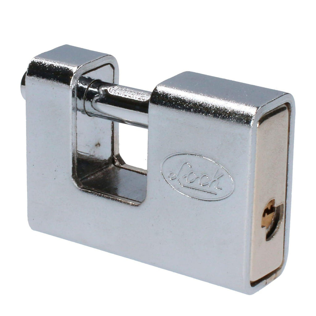Candado para Cortina de Hierro 80 mm Cromo Brillante Llave Puntos